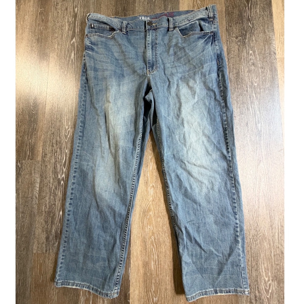 True Nation Relaxed Fit Jeans Mens 42x30 Blue Medium Wash Straight Leg Denim